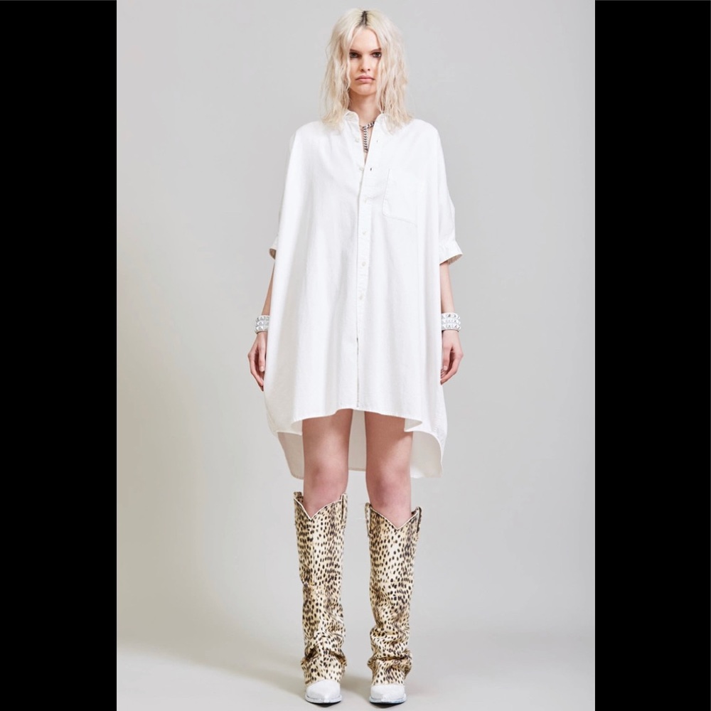 R13 Boxy Button Up Dress - White. Size XS.